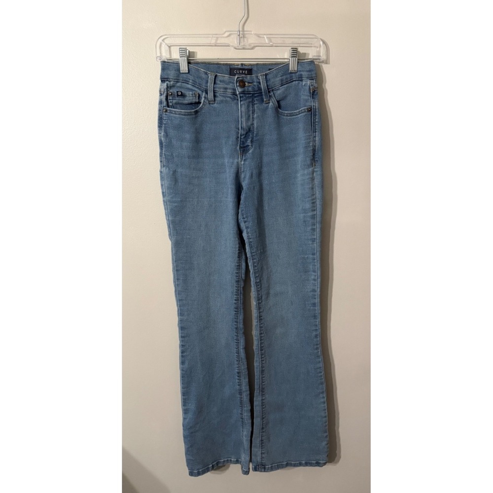 Curve Appeal High Rise Flare Jeans Size 2/26 Light Wash Stretch‎ - Picture 2 of 10